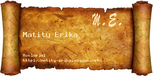 Matity Erika névjegykártya